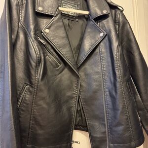 Levi's Black Faux Leather Moto Jacket with Zip Details